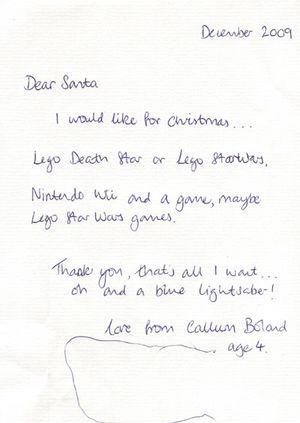 Callum Santa Letter 2009 - web